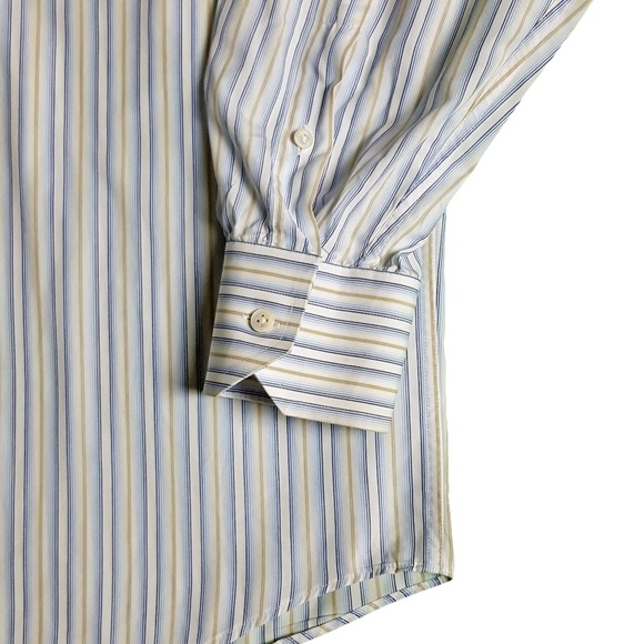 Canali Mens Striped Dress Shirt Neck Size 16 Blue - Picture 5 of 6